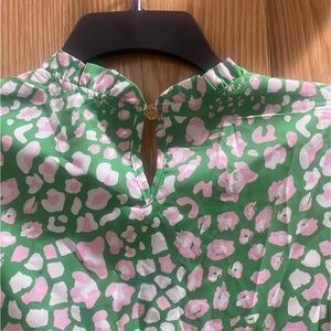 Green and Pink Patterned Women's Blouse